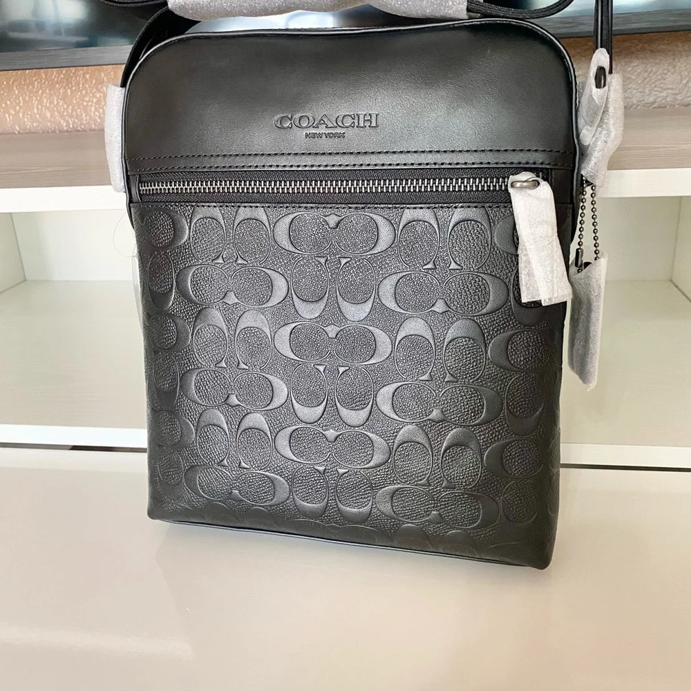 🌈💯NEW🌈Coach Men Houston Flight bag in signature/crossbody bag/messenger bag🆕 - Picture 2 of 13